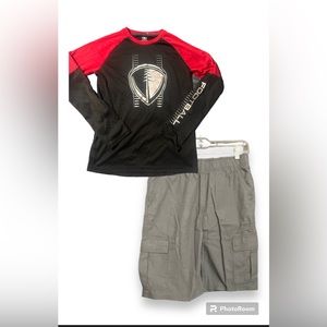 The Children's Place Gray boys Shorts Adjustable Size 14 and athletic shirt
